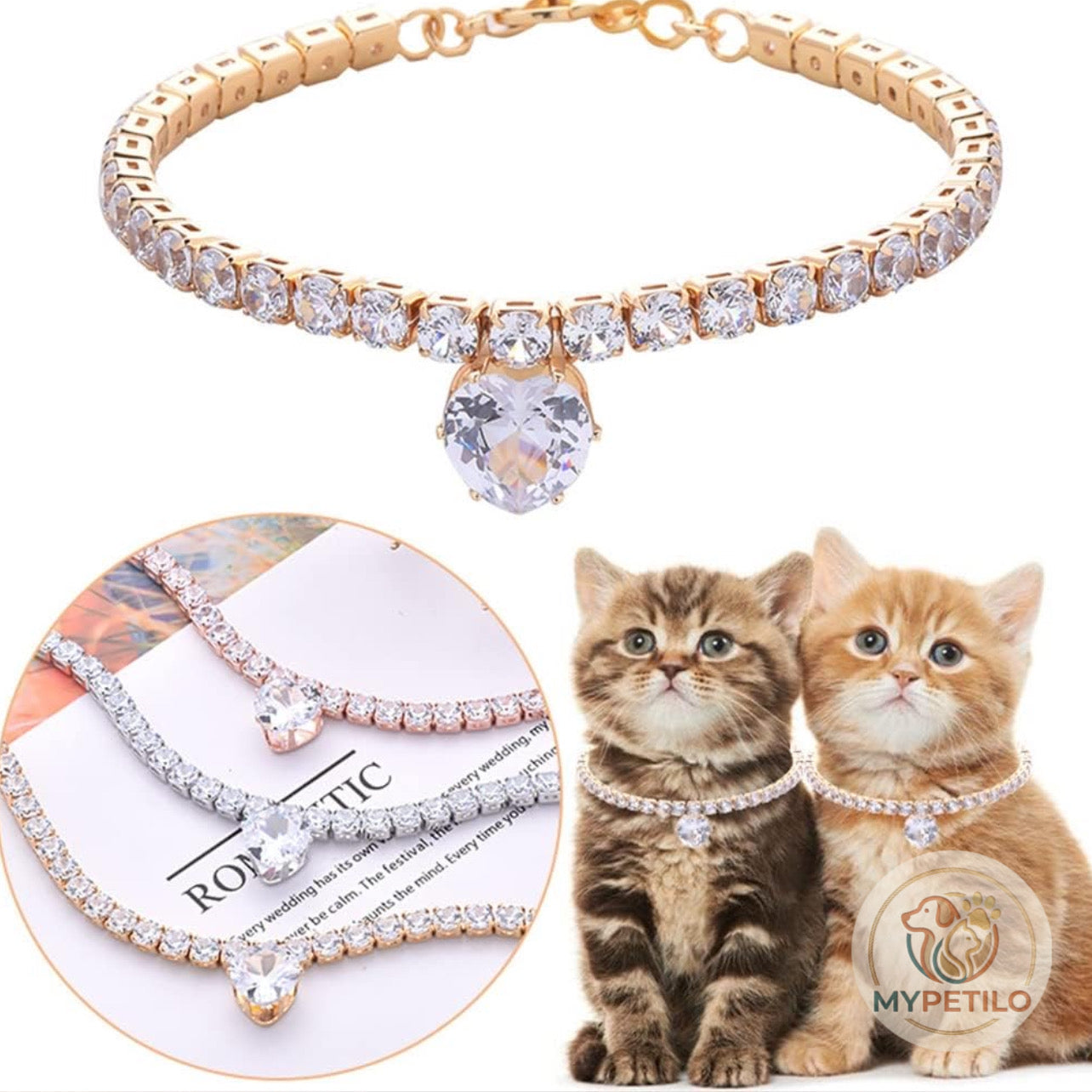 Cat And Dog Necklace Pet Gem Necklace Cat And Dog Rhinestone Collar Supplies