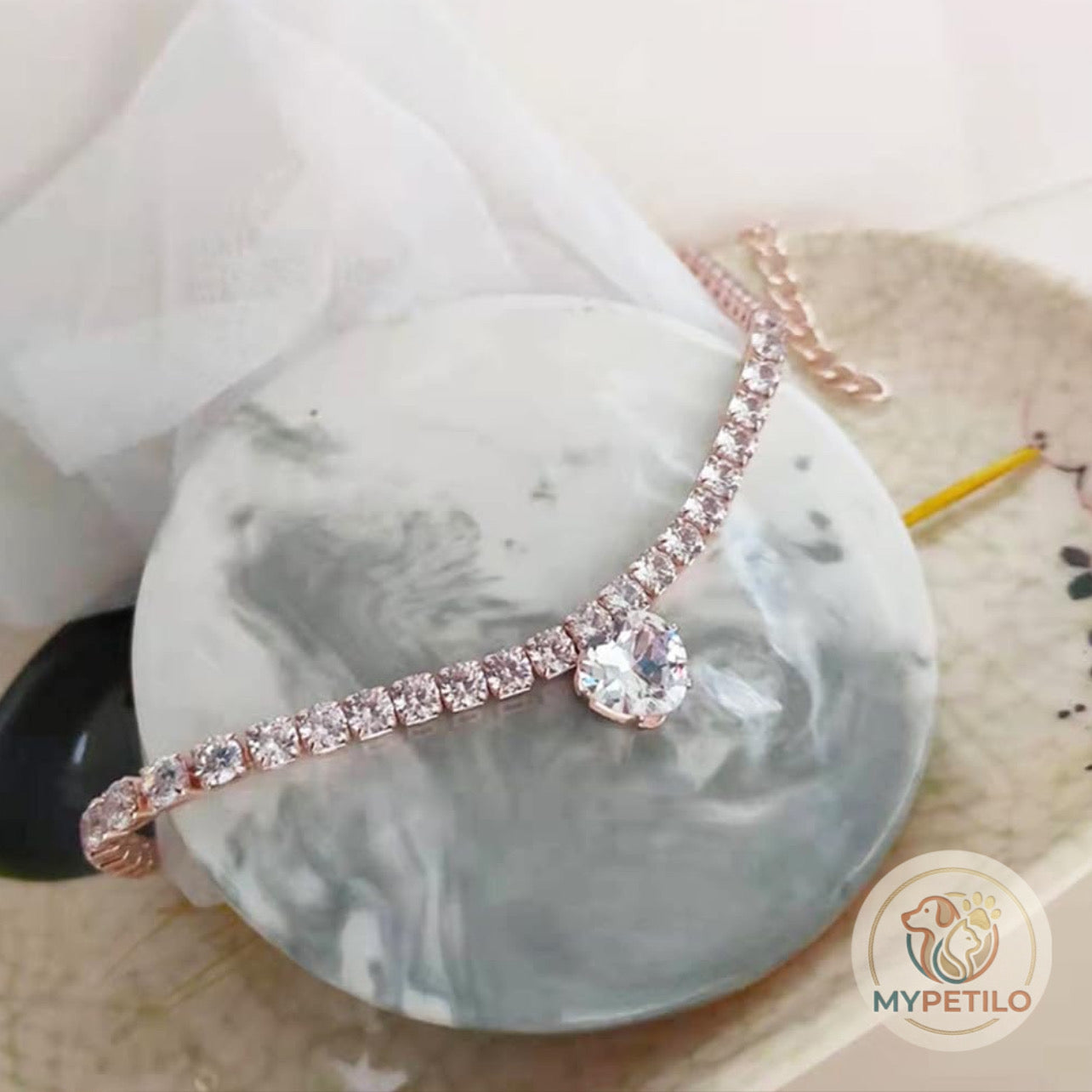 Cat And Dog Necklace Pet Gem Necklace Cat And Dog Rhinestone Collar Supplies