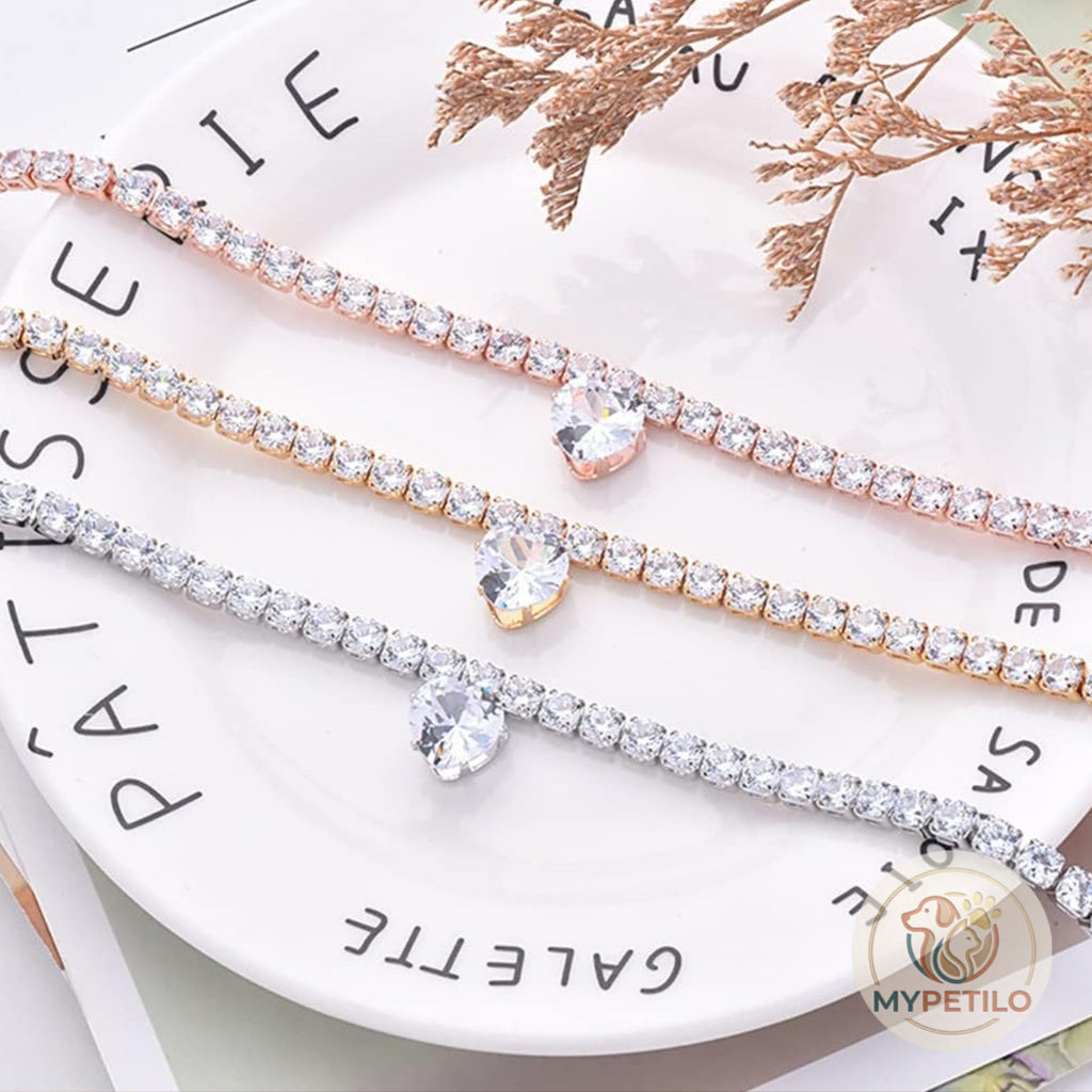Cat And Dog Necklace Pet Gem Necklace Cat And Dog Rhinestone Collar Supplies