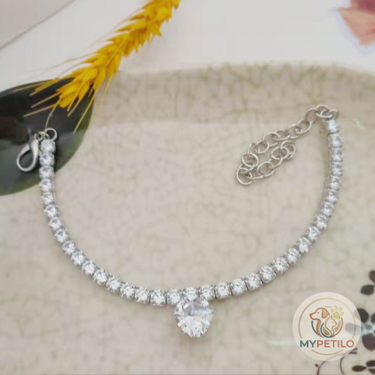 Cat And Dog Necklace Pet Gem Necklace Cat And Dog Rhinestone Collar Supplies