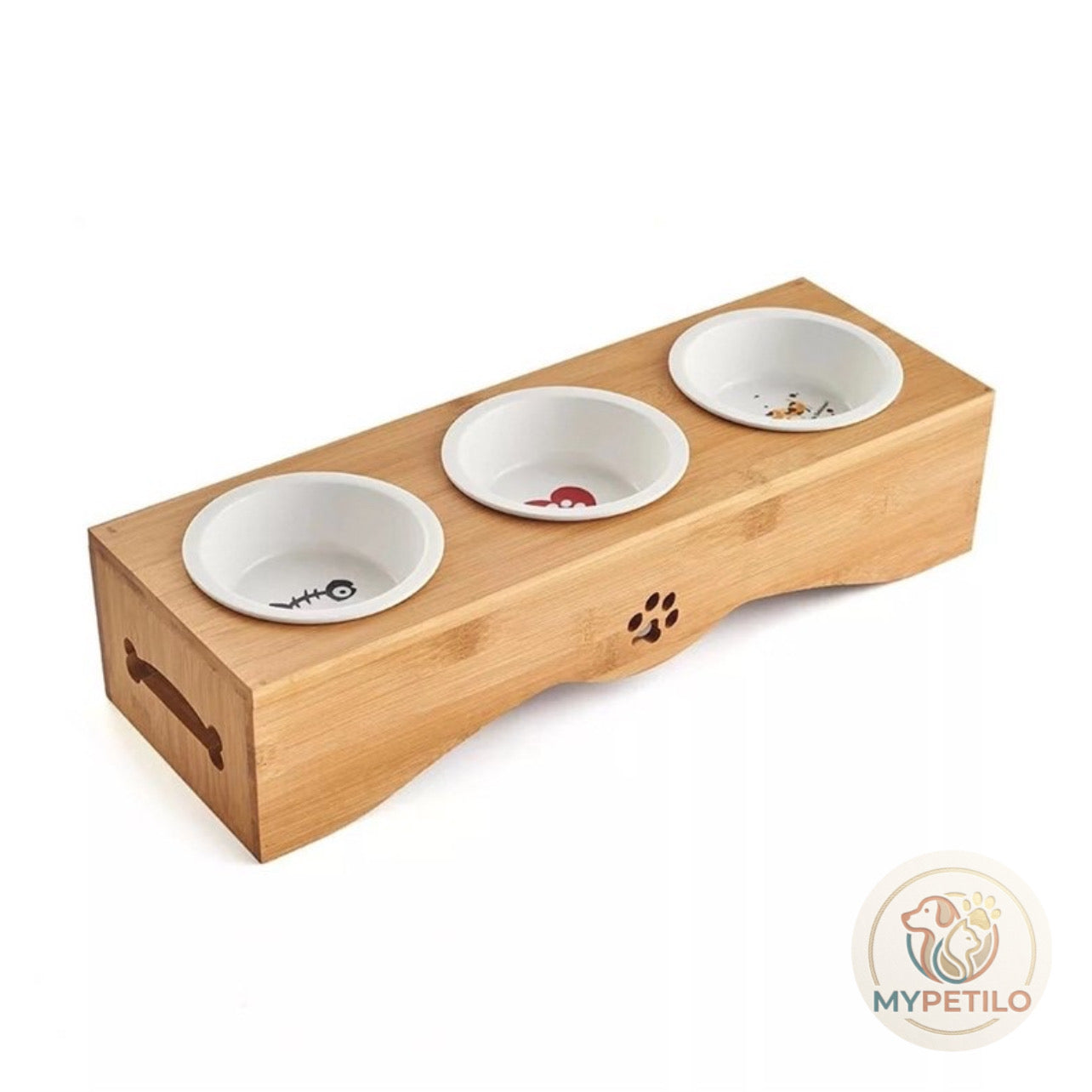 Pet Supplies Cat Pet Food Utensils Natural Bamboo Wood Dining Table