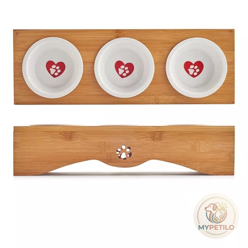 Pet Supplies Cat Pet Food Utensils Natural Bamboo Wood Dining Table